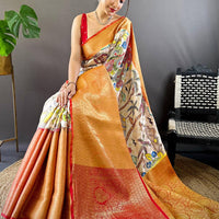 Cream Kanchi Kalamkari Elegance Saree