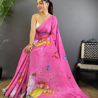 Radiance Barbie Digital Print Chinnon Saree