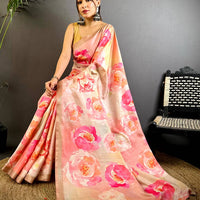 Classic Pink Soft Tussar Ghicha Saree