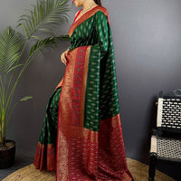 Radiance Green Soft Silk Ikkat Saree