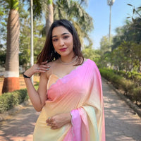 Multi Satin Georgette Saree