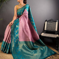Pink Majesty Banarasi Katan Silk Saree
