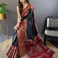 Black Graceful Bandhej Silk Saree