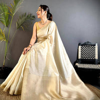 Classic Beige Saree With Gold Zari Border