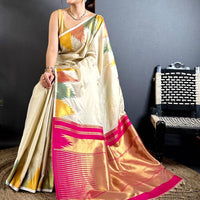 Chiku Copper Radiance Soft Silk Saree