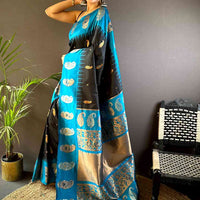 Black Mango Butti Soft Silk Saree