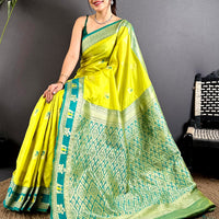 Lime Green Soft Silk Kanjivaram Saree