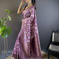 Radiant in Wine Floral Print Saree