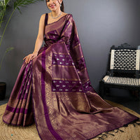 Regal Wine Banarasi Katan Silk Saree