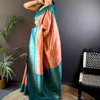 Peach Soft Katan Silk Saree