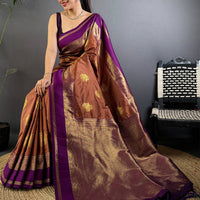 Gold Zari Bantex Border Silk Saree