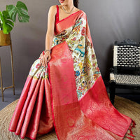 Light Green Kanchi Kalamkari Saree