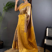 Blush Pink Golden Threadwork Dharmavaram Saree