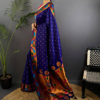 Navy Yeola Paithani Soft Silk Saree