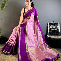 Pink Gadwal Pure Soft Silk Saree