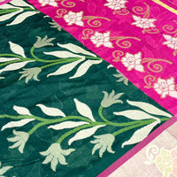 Green Soft Chanderi Pochampally Ikkat Saree