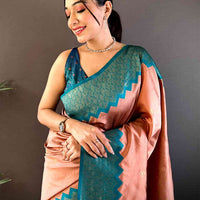 Peach Soft Katan Silk Saree