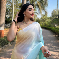 Yellow Satin Georgette Saree