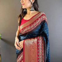 Blue Graceful Bandhej Silk Saree