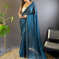 Teal Rangoli Silk Saree