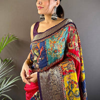 Patchwork Grace Viscose Dola Silk Saree