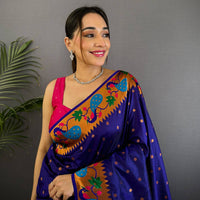 Navy Yeola Paithani Soft Silk Saree