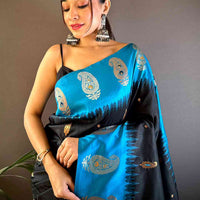 Black Mango Butti Soft Silk Saree