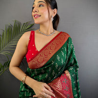 Radiance Green Soft Silk Ikkat Saree