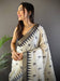 White Ikkat Zigzag Saree