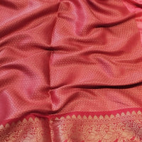Cream Colour Double Border Chex Weaving Banarasi Soft Silk Saree