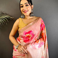 Classic Pink Soft Tussar Ghicha Saree