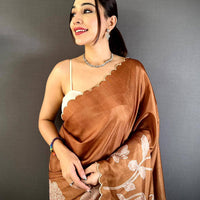 Opulent Tussar Cutwork Digital Saree