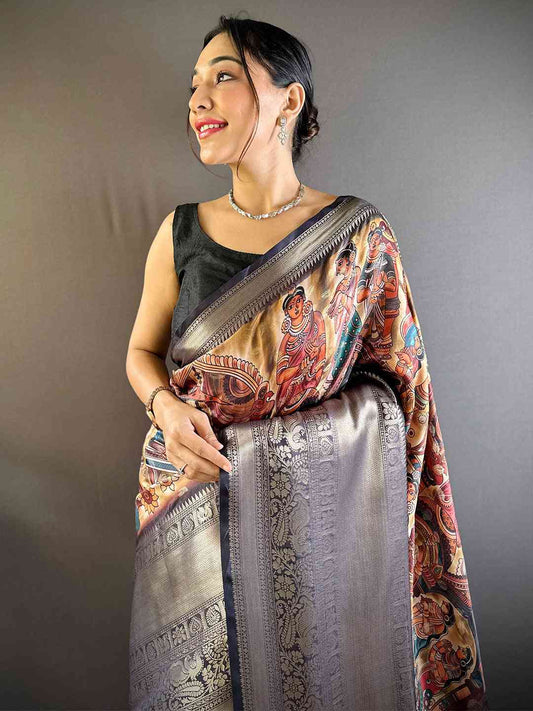 Heritage Bloom Kalamkari Silk Saree