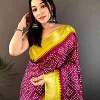 Pink Soft Manipuri Silk Bandhej Saree