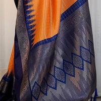 Orange Colour Banarasi Soft Silk Gadwal Pattu Zari Weaving Party Wear Saree