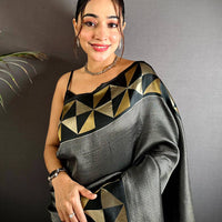 Black Sona Chandi Weave Katan Silk Saree