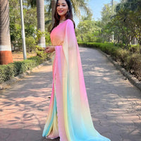 Multi Satin Georgette Saree