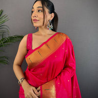 Rani Pink Yeola Paithani Soft Silk Saree