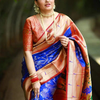 Sangeeta Renuke in Royal Blue Paithani Silk Pichwai Woven Saree