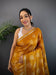 Mustard Leaf Print Ghicha Handloom Saree