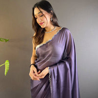 Lavender Frost Rangoli Silk Saree