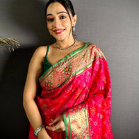 Pink Pochampally Patola Soft Silk Saree