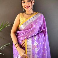 Lavender Kota Kora Meenakari Saree
