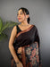 Brown Ghicha Tussar Silk Floral Saree