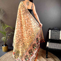 Peach Tussar Pashmina Kalamkari Saree