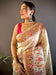 Off White Ethnic Motif Silk Blend Saree