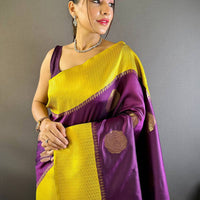 Wine Elegance With Golden Motifs Saree