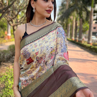 Light Green Colour Double Border Chex Weaving Banarasi Soft Silk Saree
