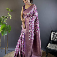 Radiant in Wine Floral Print Saree