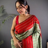Red Royale Chex Soft Katan Silk Saree